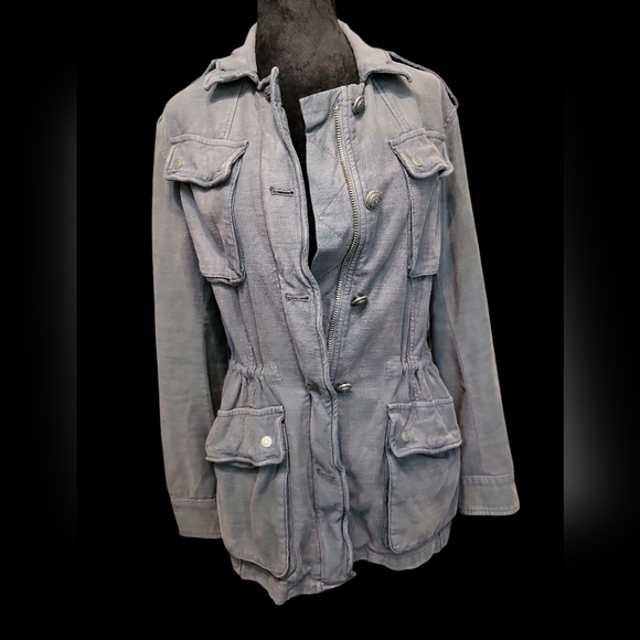 Free People Dark Gray NOT YOUR BROTHER'S Military Utility Jacket S - Picture 6 of 16